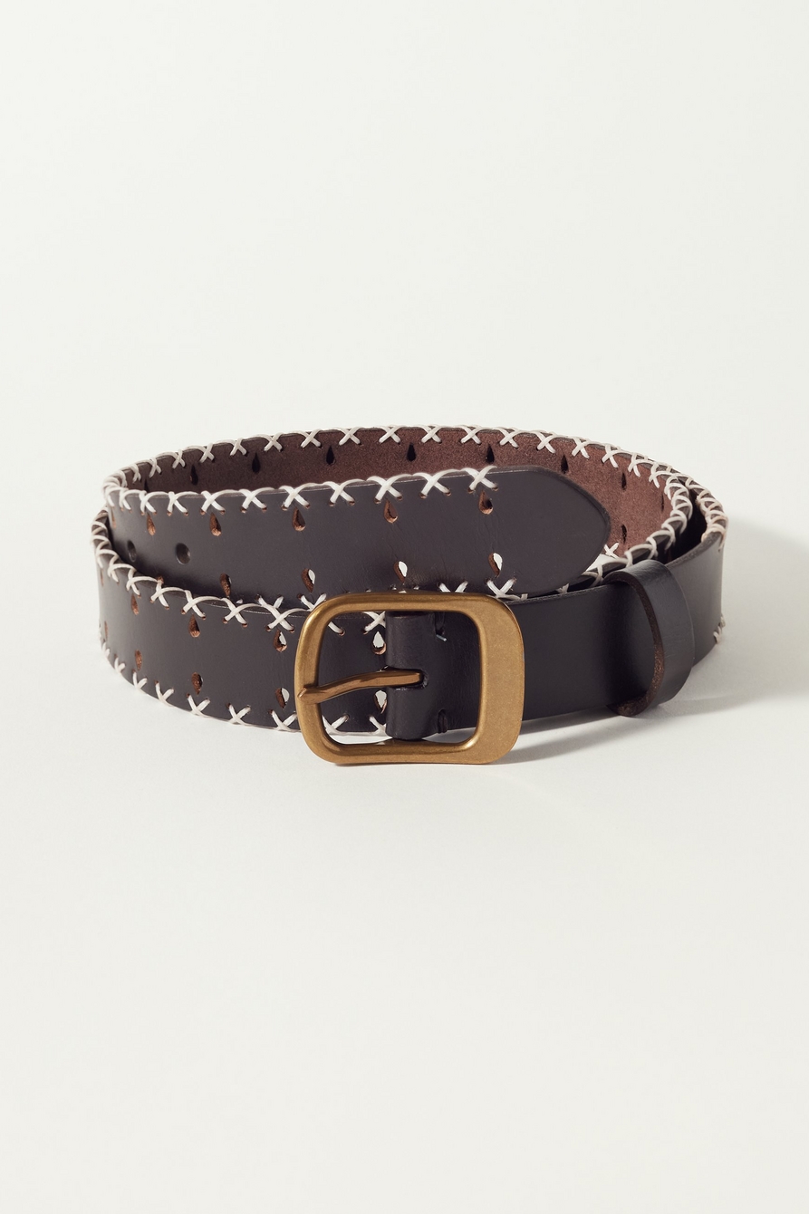 side stitched leather belt